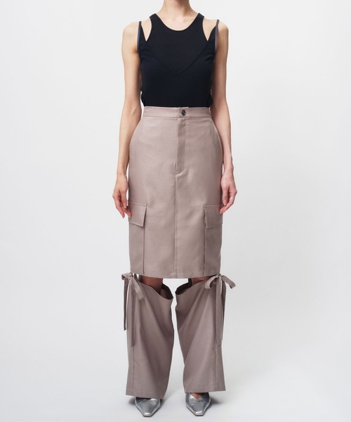 THINGS THAT MATTER(シングス ザット マター)の「WORK SKIRT PANTS / ワークスカートパンツ(その他パンツ・レディース・ベージュ/グレー・1/2)」の6枚目の写真