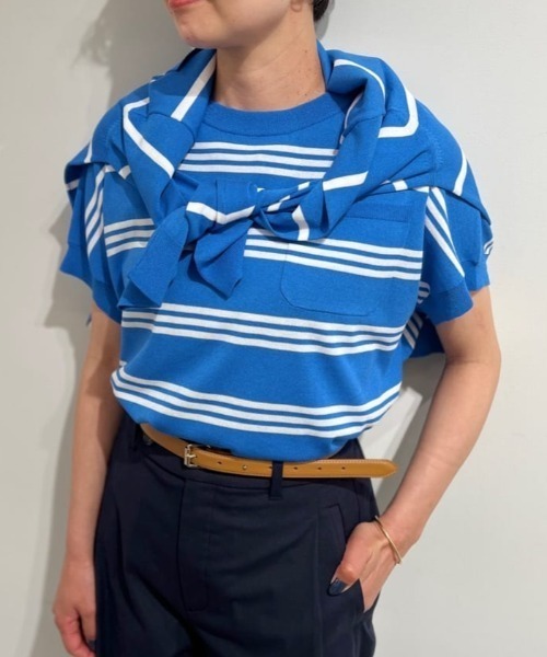 美品✨humanwoman ヒューマンウーマン　セーター　ウール100% M セール】◇【ウォッシャブル・接触冷感】ランダムボーダープル