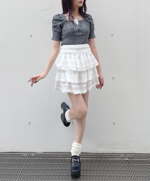 one way（ワンウェイ）の「レースミニティアードスカート（スカート・レディース・ブラック/ホワイト/アイボリー・FREE）」の11枚目の写真