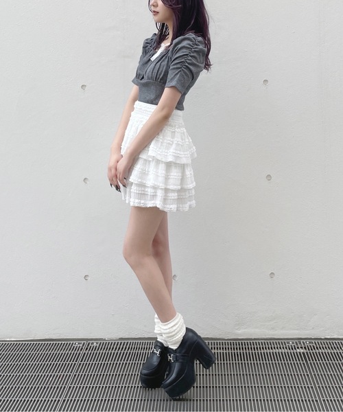 one way（ワンウェイ）の「レースミニティアードスカート（スカート・レディース・ブラック/ホワイト/アイボリー・FREE）」の13枚目の写真