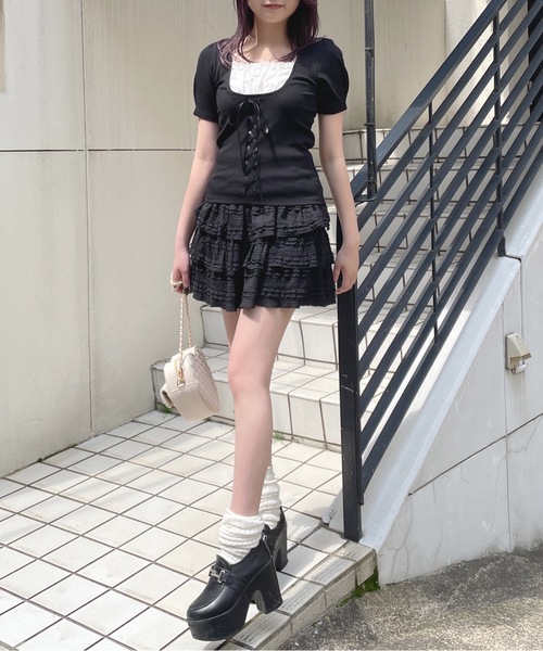 one way（ワンウェイ）の「レースミニティアードスカート（スカート・レディース・ブラック/ホワイト/アイボリー・FREE）」の20枚目の写真