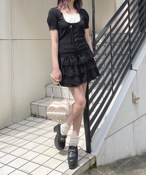 one way（ワンウェイ）の「レースミニティアードスカート（スカート・レディース・ブラック/ホワイト/アイボリー・FREE）」の21枚目の写真