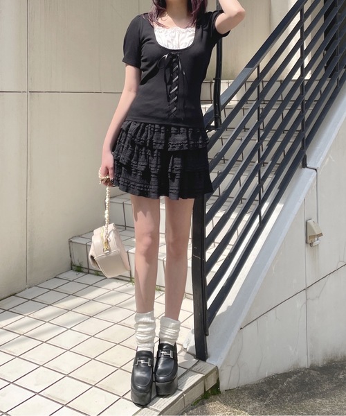 one way（ワンウェイ）の「レースミニティアードスカート（スカート・レディース・ブラック/ホワイト/アイボリー・FREE）」の22枚目の写真