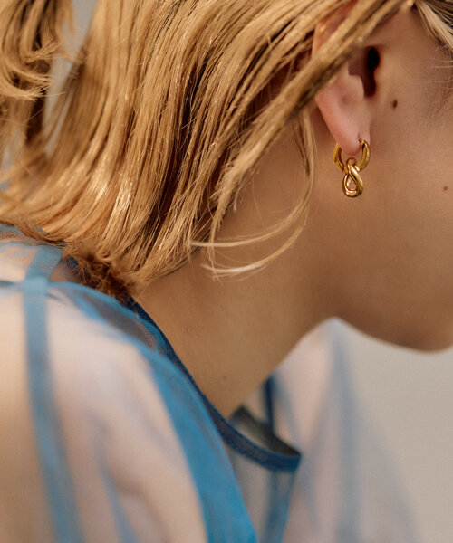 金属アレルギー対応/ステンレス/2WAY》コマリングフープピアス