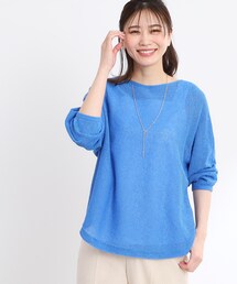 【新品未使用】Reflect ボートネックニット　半袖 ブルー 12Twelve Agenda ニット セーター ボートネックスカラ半袖