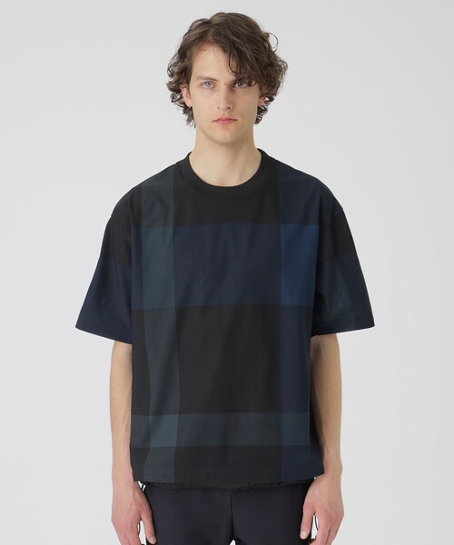 セール】【BLACK lab.】ファブリックコンビクレストブリッジチェックT