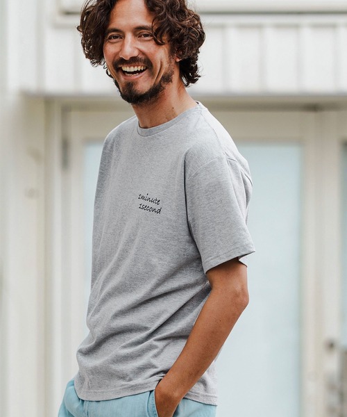 1minute 1second(ワンミニットワンセカンド)の「mt9682-2 Pack-T(2 types of cursive print T-shirt) パックTシャツ(Tシャツ/カットソー・メンズ・ブラック×ホワイト/ミックスグレー/ホワイト×グレー・S/M/L/XL/XXL)」の20枚目の写真