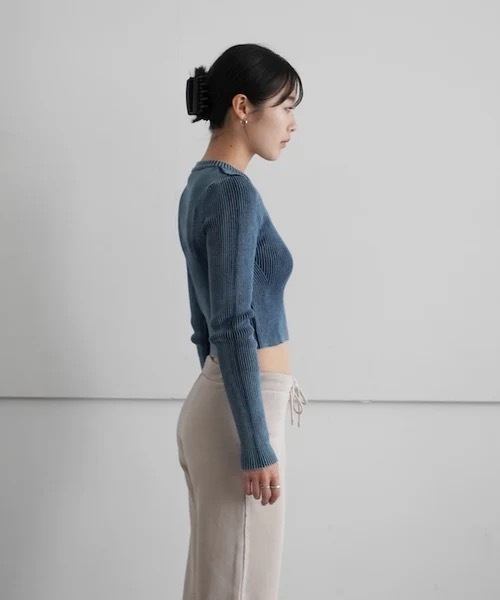 DIESEL（ディーゼル）の「DIESEL Rib-knit top with oval d（ニット/セーター・レディース・ブルー系その他・XX-SMALL）」の2枚目の写真