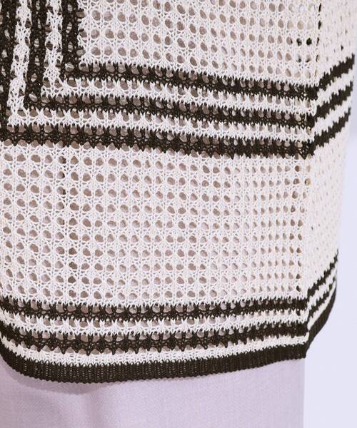 SHOO・LA・RUE（シューラルー）の「レースのような編み柄が上品 Vネックカーディガン（カーディガン/ボレロ・レディース・アイボリー/ブラック/グリーン系・00）」の21枚目の写真