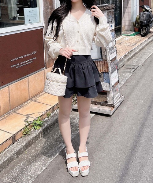 INGNI（イング）の「リボン柄パターンメッシュニットカーディガン（カーディガン/ボレロ・レディース・オフホワイト/ブラック/サックスブルー/ピンク/レッド・M）」の11枚目の写真