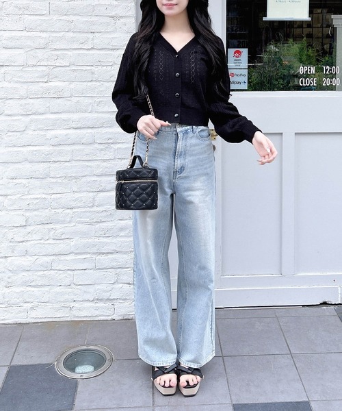 INGNI（イング）の「リボン柄パターンメッシュニットカーディガン（カーディガン/ボレロ・レディース・オフホワイト/ブラック/サックスブルー/ピンク/レッド・M）」の16枚目の写真