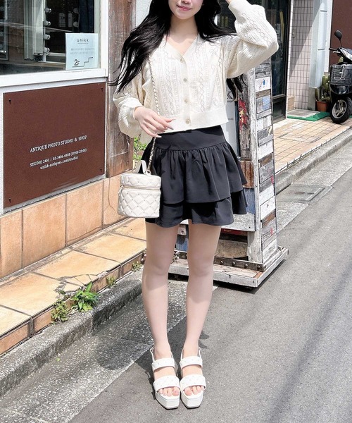 INGNI（イング）の「リボン柄パターンメッシュニットカーディガン（カーディガン/ボレロ・レディース・オフホワイト/ブラック/サックスブルー/ピンク/レッド・M）」の10枚目の写真