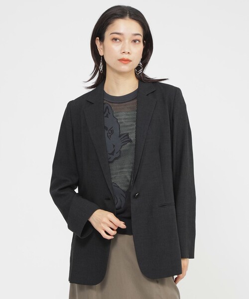 EVEX by KRIZIA（エヴェックスバイクリツィア）の「【カタログ掲載品】【ウォッシャブル】シアーヴィンテージスラブテーラージャケット（テーラードジャケット・レディース・ブラック/オフホワイト・40/42）」の2枚目の写真