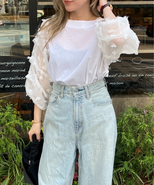 StyleSea（スタイルシー）の「オーガンジータックスリーブコットンブラウス（シャツ/ブラウス・レディース・オフホワイト/ブラック/モカ/イエロー/レッド・FREE）」の13枚目の写真