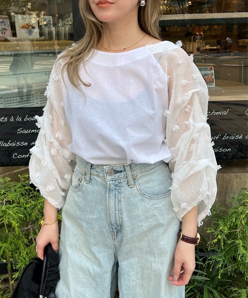 StyleSea（スタイルシー）の「オーガンジータックスリーブコットンブラウス（シャツ/ブラウス・レディース・オフホワイト/ブラック/モカ/イエロー/レッド・FREE）」の7枚目の写真