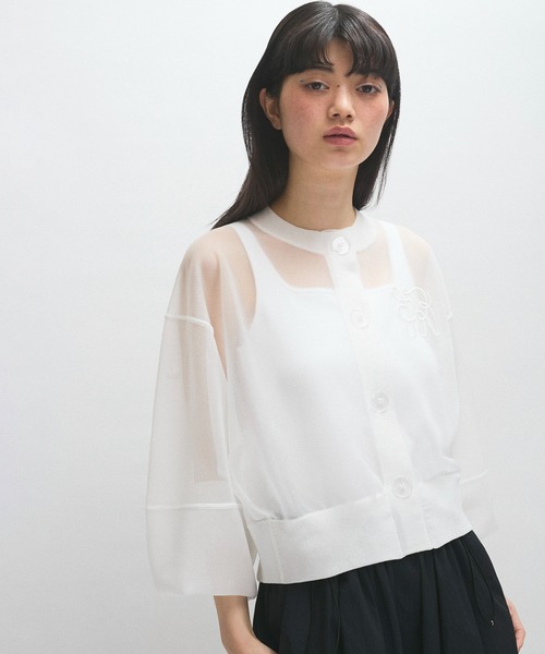 ADAM ET ROPE' シアーロゴカーディガン ADAM ET ROPE'｜シアーロゴカーディガン | Rakuten Fashion(楽天