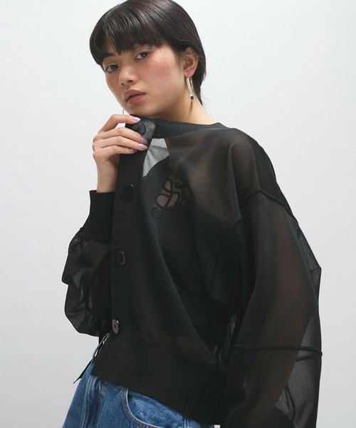 ADAM ET ROPÉ シアーロゴカーディガン　フリー サイズ ADAM ET ROPE'｜シアーロゴカーディガン | Rakuten Fashion(楽天