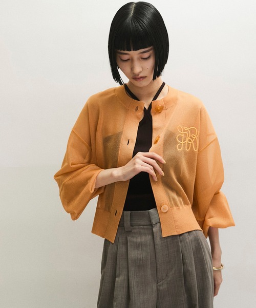 ADAM ET ROPE' シアーロゴカーディガン ADAM ET ROPE'｜シアーロゴカーディガン | Rakuten Fashion(楽天