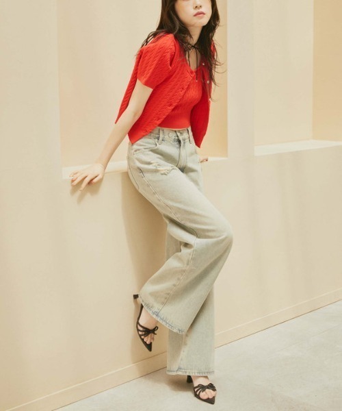 archives（アルシーヴ）の「オーバーダイダメージデニム（デニムパンツ・レディース・ベージュ/ブルー・MEDIUM/SMALL）」の4枚目の写真