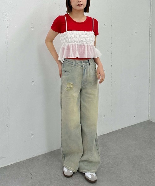 archives（アルシーヴ）の「オーバーダイダメージデニム（デニムパンツ・レディース・ベージュ/ブルー・MEDIUM/SMALL）」の22枚目の写真