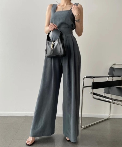 Teem Store(チームストア)の「【2点セット】 スクエアネックブラウス タックワイドパンツ(シャツ/ブラウス・レディース・アイボリー/ブラック/グレー/ベージュ・F)」の18枚目の写真