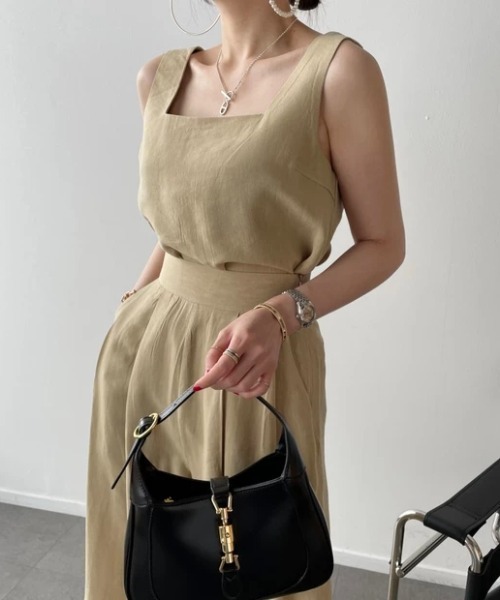 Teem Store(チームストア)の「【2点セット】 スクエアネックブラウス タックワイドパンツ(シャツ/ブラウス・レディース・アイボリー/ブラック/グレー/ベージュ・F)」の22枚目の写真