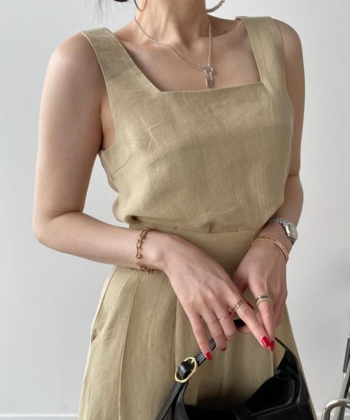 Teem Store(チームストア)の「【2点セット】 スクエアネックブラウス タックワイドパンツ(シャツ/ブラウス・レディース・アイボリー/ブラック/グレー/ベージュ・F)」の12枚目の写真