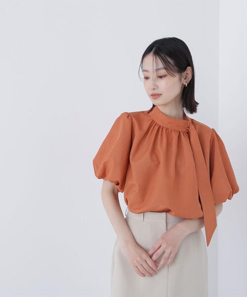 NATURAL BEAUTY BASIC(ナチュラルビューティーベーシック)の「◇リネンライクサイドタイブラウス(シャツ/ブラウス・レディース・オレンジ/ブラウン/オフホワイト・MEDIUM/SMALL)」の14枚目の写真