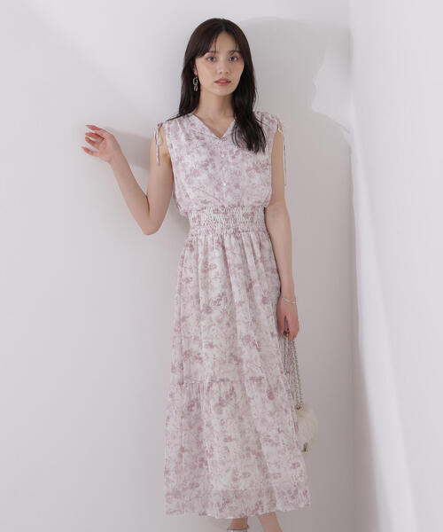 人気完売商品♡花柄フリル袖ワンピースPSサイズ／プロポーション