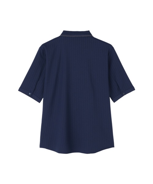 TOKYO SHIRTS(トウキョウシャツ)の「【吸水速乾】【COFREX】配色ボウタイブラウス 五分袖 レディースデザインシャツ(シャツ/ブラウス・レディース・ネイビー・M/LL/XL/S/L)」の6枚目の写真
