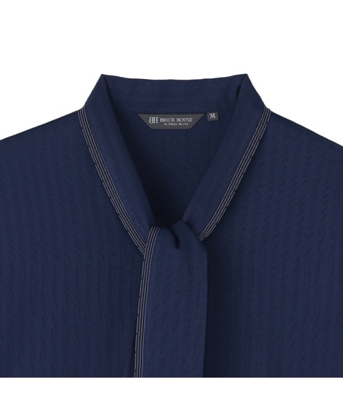 TOKYO SHIRTS(トウキョウシャツ)の「【吸水速乾】【COFREX】配色ボウタイブラウス 五分袖 レディースデザインシャツ(シャツ/ブラウス・レディース・ネイビー・M/LL/XL/S/L)」の7枚目の写真