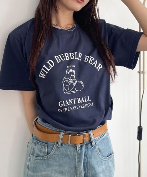 Good Riddance(グッドリダンス)の「【Good Riddance】古着風 ベア プリント Tシャツ(Tシャツ/カットソー・レディース・ホワイト/ネイビー/グレー・FREE)」の1枚目の写真
