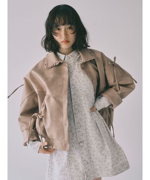 セール】ギャザーリボンジャケット（ブルゾン）｜merry jenny（メリー