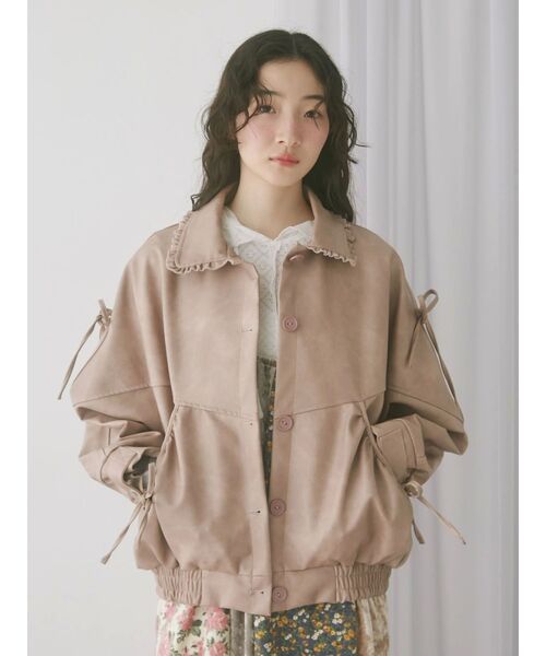 merry jenny(メリージェニー)の「ギャザーリボンジャケット(ブルゾン・レディース・ピンク/ブラウン・FREE)」の10枚目の写真