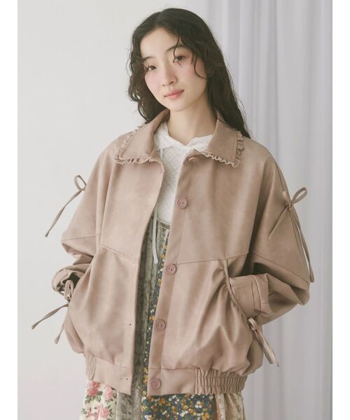 merry jenny(メリージェニー)の「ギャザーリボンジャケット(ブルゾン・レディース・ピンク/ブラウン・FREE)」の11枚目の写真