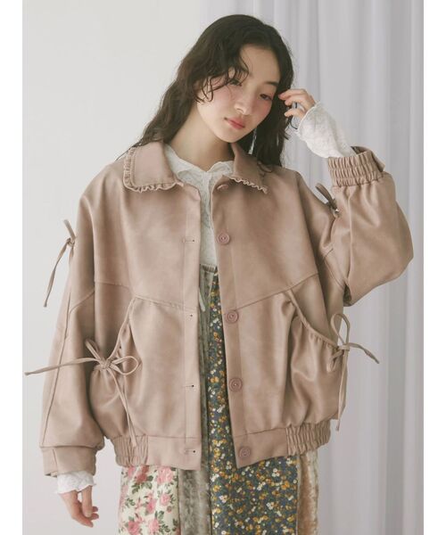 merry jenny(メリージェニー)の「ギャザーリボンジャケット(ブルゾン・レディース・ピンク/ブラウン・FREE)」の13枚目の写真