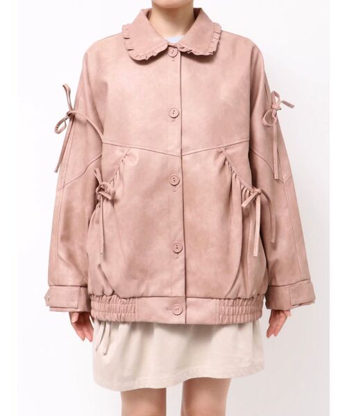 merry jenny(メリージェニー)の「ギャザーリボンジャケット(ブルゾン・レディース・ピンク/ブラウン・FREE)」の16枚目の写真