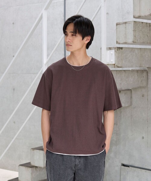 coen(コーエン)の「ワッフルフェイクレイヤードTシャツ(Tシャツ/カットソー・メンズ・ライトブルー/ブラック/ダークブラウン/ライトグレー・XL/L/M/S)」の11枚目の写真