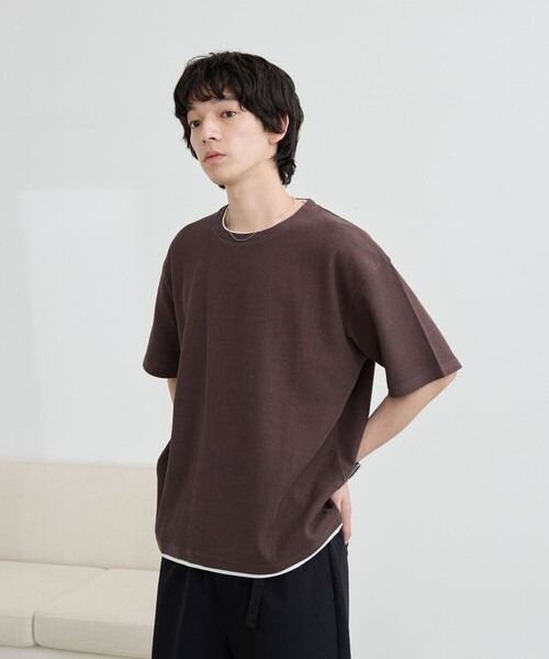 coen(コーエン)の「ワッフルフェイクレイヤードTシャツ(Tシャツ/カットソー・メンズ・ライトブルー/ブラック/ダークブラウン/ライトグレー・XL/L/M/S)」の17枚目の写真
