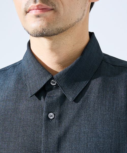 ABAHOUSE GRAY(アバハウスグレイ)の「【セットアップ対応】吸水速乾 リネンライク 半袖シャツ(シャツ/ブラウス・メンズ・ネイビー/ホワイト/チャコールグレー/ブルー/モカ・46/48/50)」の9枚目の写真