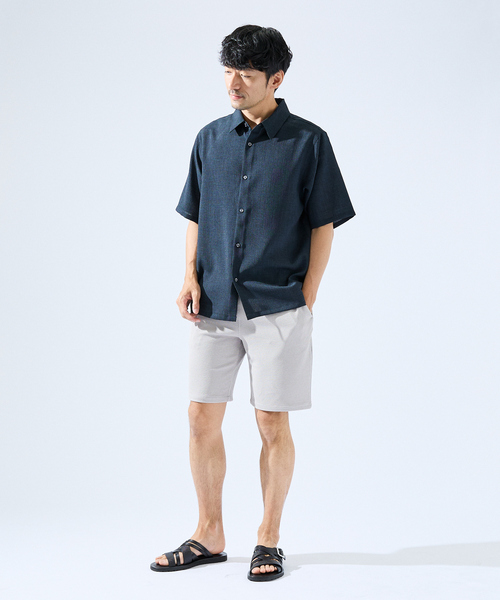 ABAHOUSE GRAY(アバハウスグレイ)の「【セットアップ対応】吸水速乾 リネンライク 半袖シャツ(シャツ/ブラウス・メンズ・ネイビー/ホワイト/チャコールグレー/ブルー/モカ・46/48/50)」の15枚目の写真