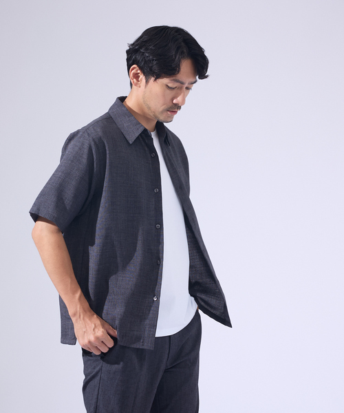 ABAHOUSE GRAY(アバハウスグレイ)の「【セットアップ対応】吸水速乾 リネンライク 半袖シャツ(シャツ/ブラウス・メンズ・ネイビー/ホワイト/チャコールグレー/ブルー/モカ・46/48/50)」の21枚目の写真