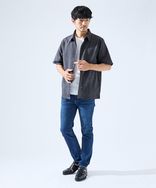 ABAHOUSE GRAY(アバハウスグレイ)の「【セットアップ対応】吸水速乾 リネンライク 半袖シャツ(シャツ/ブラウス・メンズ・ネイビー/ホワイト/チャコールグレー/ブルー/モカ・46/48/50)」の22枚目の写真