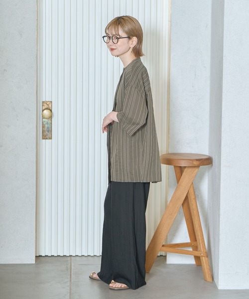 AMERICAN HOLIC（アメリカンホリック）の「【WEB限定】アシンメトリーストライプシャツ（シャツ/ブラウス・レディース・アイボリー/グレー・FREE）」の12枚目の写真