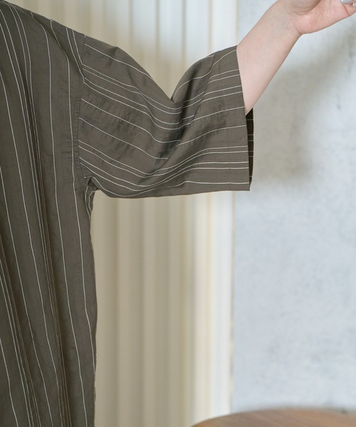 AMERICAN HOLIC（アメリカンホリック）の「【WEB限定】アシンメトリーストライプシャツ（シャツ/ブラウス・レディース・アイボリー/グレー・FREE）」の7枚目の写真