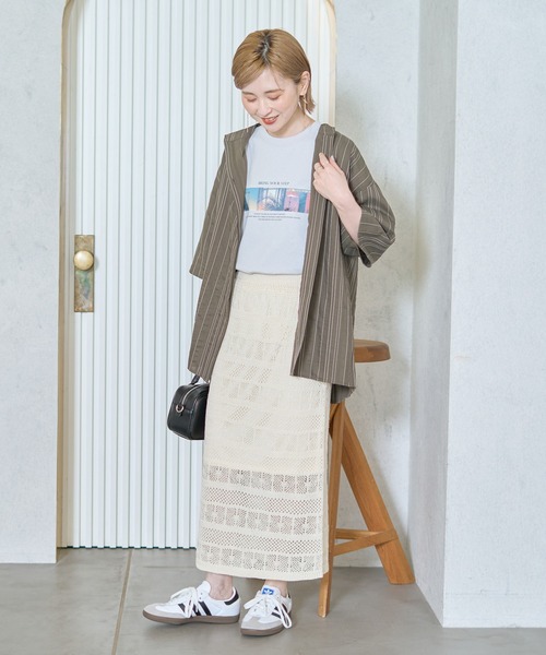 ZOZO限定】アシンメトリーストライプシャツ（シャツ/ブラウス