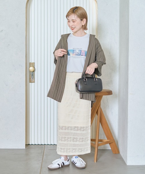 AMERICAN HOLIC（アメリカンホリック）の「【WEB限定】アシンメトリーストライプシャツ（シャツ/ブラウス・レディース・アイボリー/グレー・FREE）」の19枚目の写真