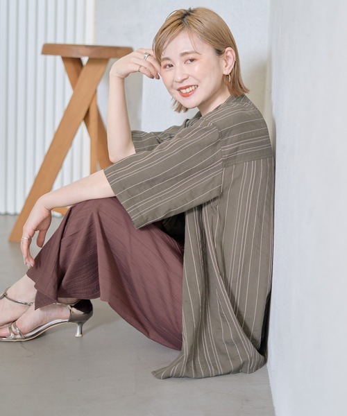 AMERICAN HOLIC（アメリカンホリック）の「【WEB限定】アシンメトリーストライプシャツ（シャツ/ブラウス・レディース・アイボリー/グレー・FREE）」の20枚目の写真