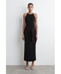 COS ボートネックコットンAラインミディワンピース BOAT-NECK COTTON A-LINE MIDI DRESS ボートネックコットンA