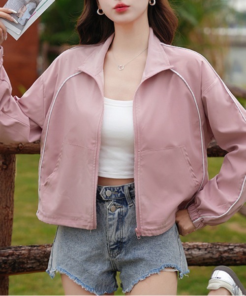 ReRe(リリ)の「クロップド丈トラックジャケット(ブルゾン・レディース・ピンク/ホワイト/ブラック・MEDIUM)」の9枚目の写真